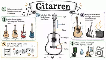 Vorschau - Arbeitsblätter - Lernposter + Arbeitsblätter zum Thema "Gitarre" + Lösung & MP3 + Mindmaps + Infografiken - Seite 3