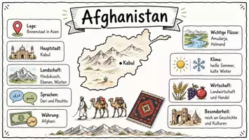 Vorschau - Arbeitsblätter - AB mit Fragen zum Thema "Afghanistan" + Lösungsblatt + Infografik - Seite 1