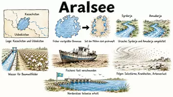 Vorschau - Arbeitsblätter - Arbeitsblätter "Heutiger Zustand des Aralsees" + Lösung & MP3 + Infografik - Seite 1