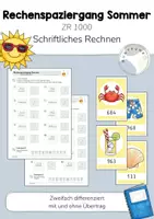 Vorschau - Arbeitsblätter - Rechenspaziergang Sommer: Schriftliches Rechnen im ZR 1000 (Multiplikation, Addition, Subtraktion) - Deckblatt