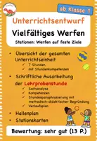 Vorschau - Stundenentwürfe - Lehrproben Sport Grundschule - Werfen, Hockwende, Floorball/Unihockey - Seite 1