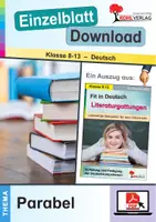 Vorschau - Arbeitsblätter - Fit in Deutsch Literaturgattungen: Parabel | Sekundarstufe Klasse 9-10 | Literaturarbeit, Kreatives Schreiben | Arbeitsblätter mit Lösungen - Deckblatt