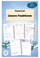 Vorschau - Klassenarbeiten - Klassenarbeit Lineare Funktionen – Funktionsgraphen, Steigung & Zuordnungen (Klasse 8) - Deckblatt