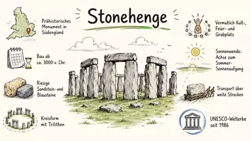 Vorschau - Arbeitsblätter - AB mit Fragen zum Thema "Stonehenge" + Lösungsblatt + Infografik - Seite 1