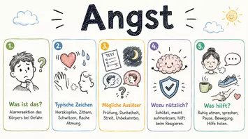 Vorschau - Arbeitsblätter - Lernposter + AB mit Fragen zum Thema "Angst" + Lösungsblatt + Mindmap + Infografik - Seite 2