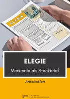 Vorschau - Arbeitsblätter - Elegie: Steckbrief zu den Merkmalen der Gedichtart - Deckblatt