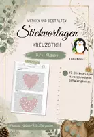 Vorschau - Mal- und Bastelvorlagen - Entwurf Kreuzstich - gebundenes Sticken - Werken und Gestalten – 3./4. Klasse - Deckblatt