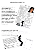 Vorschau - Arbeitsblätter - Michael Jackson: Übersicht, Biografie - Deckblatt