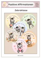 Vorschau - Bildkarten - Positive Affirmationen - Zebraklasse, Selbstwert - Deckblatt