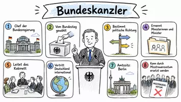 Vorschau - Arbeitsblätter - Lernposter + Arbeitsblätter zum Thema "Bundeskanzler" + Lösung & MP3 + Mindmap + Infografik - Seite 2