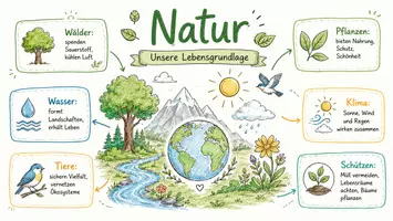 Vorschau - Arbeitsblätter - AB mit Fragen zum Thema "Natur" + Lösungsblatt + Infografik - Seite 1