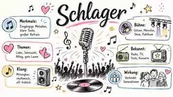 Vorschau - Arbeitsblätter - AB mit Fragen zum Thema "Schlagermusik" + Lösungsblatt + Mindmap + Infografik - Seite 1