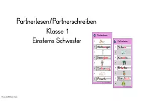 Vorschau - Aufgabenkarten - Partnerlesen/-schreiben Klasse 1 - Einsterns Schwester - Deckblatt