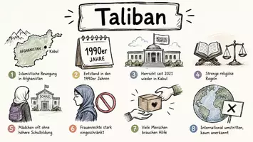 Vorschau - Arbeitsblätter - AB mit Fragen zum Thema "Taliban" + Lösungsblatt + Infografik - Seite 1