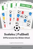 Vorschau - Spiele - Fußball Sudoku 4x4 – Differenziertes Logikspiel | Konzentrationstraining | 1. & 2. Klasse | inkl. Ausschneidekarten & Lösungen - Deckblatt