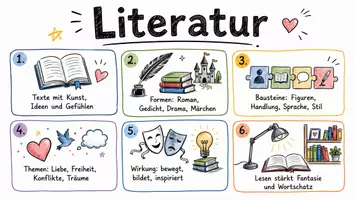 Vorschau - Arbeitsblätter - Lernposter + Arbeitsblätter zum Thema "Literatur" + Lösung & MP3 + Mindmap + Infografik - Seite 2