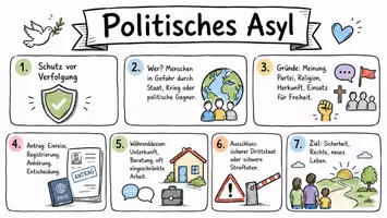 Vorschau - Arbeitsblätter - AB mit Fragen zum Thema "Asyl" + Lösungsblatt + Infografik - Seite 1