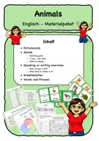 Vorschau - Stationenlernen - Animals - Englisch Materialpaket - Deckblatt