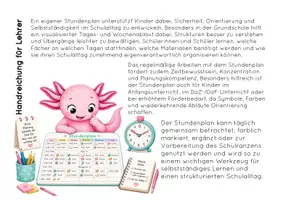 Vorschau - Mal- und Bastelvorlagen - Stundenplan gratis Axolotl - Lottis Lernideen - Seite 1