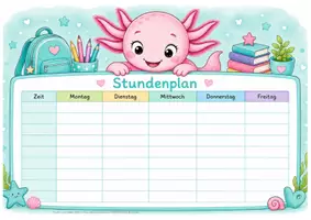 Vorschau - Mal- und Bastelvorlagen - Stundenplan gratis Axolotl - Lottis Lernideen - Seite 2
