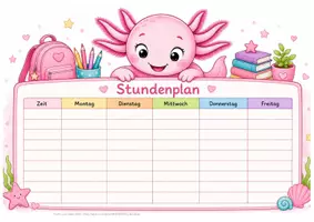 Vorschau - Mal- und Bastelvorlagen - Stundenplan gratis Axolotl - Lottis Lernideen - Seite 3