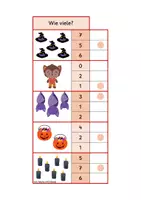 Vorschau - Aufgabenkarten - 4x Klammerkarten Halloween: Mengen & Zählen im Zahlenraum bis 10 - Seite 1