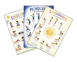 Vorschau - Poster - 3 Kinderyogaplakate - Yogaposen - Sonnengruß - Mondgruß - Deckblatt