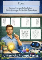 Vorschau - Mal- und Bastelvorlagen - Tierbilder mit Bleistift fertig zeichnen (perfekt für Vertretungsstunden) - Deckblatt