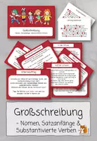 Vorschau - Stationenlernen - Großschreibung | Nomen | Satzanfänge | Substantivierte Verben - Deckblatt