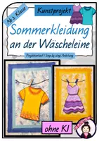 Vorschau - Stundenentwürfe - Kunst SOMMER: Sommerkleidung an der Wäscheleine | Komplementärfarben - Deckblatt