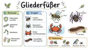 Vorschau - Arbeitsblätter - Lernposter + AB mit Fragen zum Thema "Gliederfüßer" + Lösungsblatt + Mindmap + Infografik - Seite 2