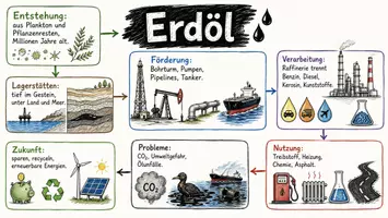 Vorschau - Arbeitsblätter - AB mit Fragen zum Thema "Erdgas und Erdöl" + Lösungsblatt + Mindmap + Infografiken - Seite 1