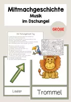 Vorschau - Unterrichtsreihen - Unterrichtseinheit Musik Mitmachgeschichte Dschungel (Klasse 1, 2, 3, 4) - Deckblatt