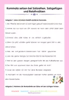 Vorschau - Arbeitsblätter - Kommasetzung üben – Satzreihen, Satzgefüge und Relativsätze sicher erkennen und markieren (Klasse 5 und 6) - Deckblatt