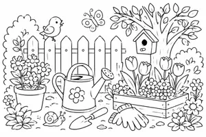 Vorschau - Mal- und Bastelvorlagen - 10 Ausmalbilder zum Thema Garten - Seite 1
