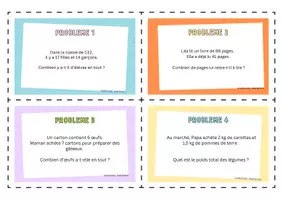 Aperçu - Cartes d'exercices - 32 Problèmes de Maths CE2 Période 5 – Évolutif - Page 3