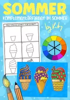 Vorschau - Stundenentwürfe - Buntes Eis - Komplementärfarben im Sommer - Kunstidee Farbenlehre - Deckblatt