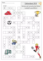 Vorschau - Arbeitsblätter - Fußball Rechenrätsel ZR 10, 3-fach differenziert für Klasse 1 & 2, Mathe EM & WM - Seite 3
