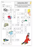 Vorschau - Arbeitsblätter - Fußball Rechenrätsel ZR 20, 3-fach differenziert für Klasse 1 & 2, Mathe EM & WM - Seite 2