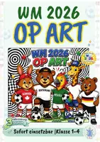 Vorschau - Arbeitsblätter - WM Kunst 2026 Op Art mit Maskottchen | 3 Differenzierungsstufen | Klasse 1–4 - Deckblatt