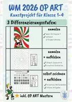 Vorschau - Arbeitsblätter - WM Kunst 2026 Op Art mit Maskottchen | 3 Differenzierungsstufen | Klasse 1–4 - Seite 1