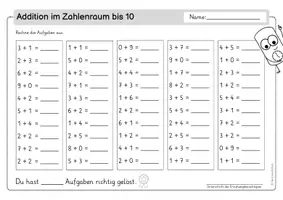 Vorschau - Arbeitsblätter - Materialpaket: Kopfrechentraining ZR 20 I 8 Kopfrechentests für Kl. 1 - Seite 2