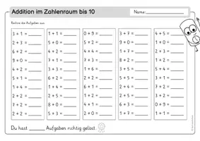 Vorschau - Arbeitsblätter - Materialpaket: Kopfrechentraining ZR 20 I 8 Kopfrechentests für Kl. 1 - Seite 3