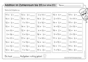 Vorschau - Arbeitsblätter - Kopfrechentraining: Addition ZR 20 I Kopfrechentest I Kl. 1 - Seite 3