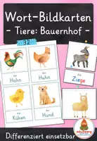 Vorschau - Spiele - Bauernhoftiere – Wort- und Bildkarten | Tiere auf dem Bauernhof | 32 Tiere mit Artikel & Silbenschrift | differenziert Kita bis Klasse 2 | DaZ - Deckblatt