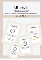 Vorschau - Stationenlernen - Uhrzeiten Stationenkarten 1-4 - Deckblatt