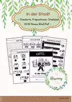 Vorschau - Arbeitsblätter - In der Stadt Bundle: Wo/Wohin/Woher, Orte in der Stadt/ DaZ & DaF/A1-A2 - Deckblatt