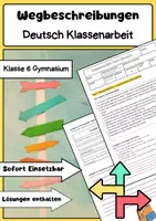 Vorschau - Arbeitsblätter - Wegbeschreibungen Klasse 6 Gymnasium Deutsch Klassenarbeit - Deckblatt