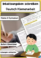 Vorschau - Arbeitsblätter - Inhaltsangaben Klassenarbeiten Deutsch: Kurzgeschichte, Ballade, Fabel, Kalendergeschichte & Sachtext - Seite 1
