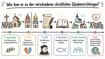 Vorschau - Arbeitsblätter - Lernposter + Arbeitsblätter zum Thema "Wie kam es zu den verschiedenen christlichen Glaubensrichtungen?" (Lückentext, Hörverstehen) + Lösung & MP3 + Mindmap + Infografik - Seite 2